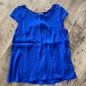 Aritzia Wilfred Free Juliger blue crepe short sleeve flowy blouse w/ cap sleeve